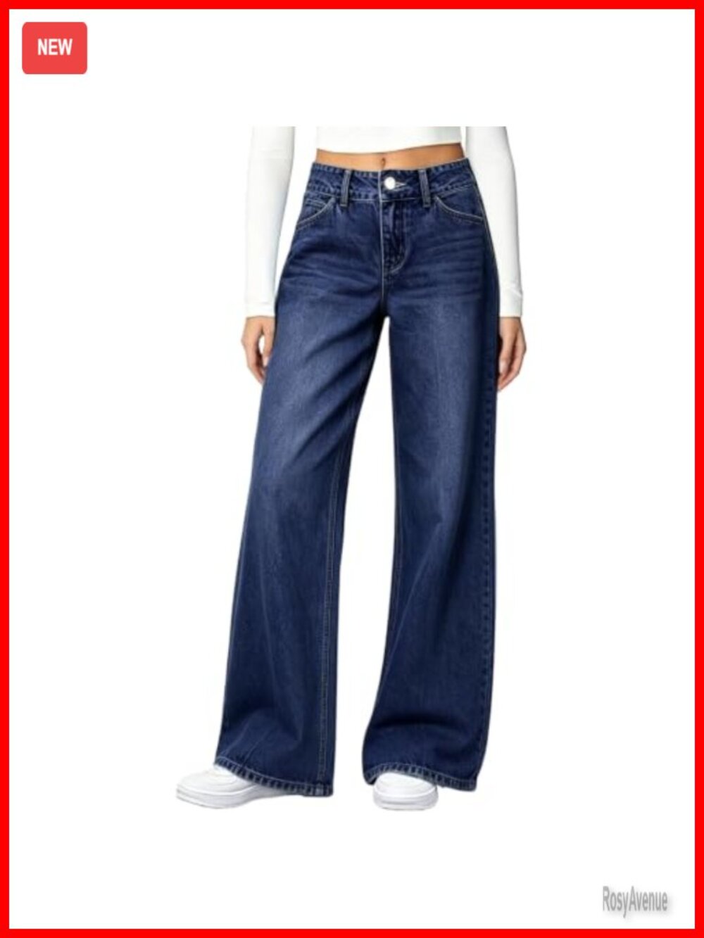 Womens High Waisted Straight Leg Stretch Jeans Loose Baggy Denim Pants